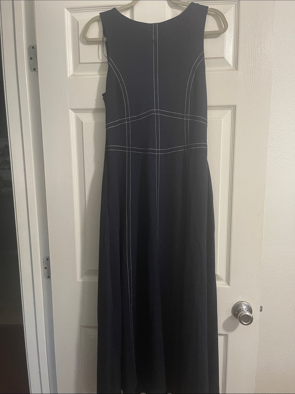 Halogen Navy Maxi Dress with White Topstitching